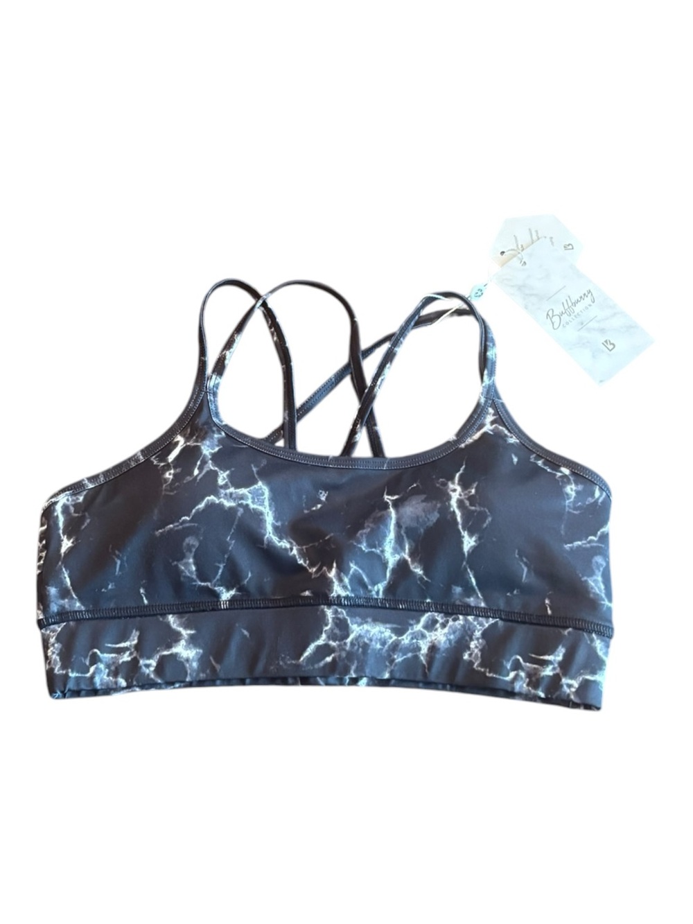 NWT Buffbunny Collection Black Marble Strappy Sports Bra Size Small Activewear - Picture 4 of 6